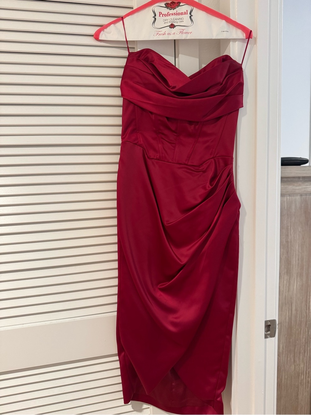 Bardot Burgundy Strapless Midi Dress